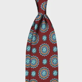 F.Marino Mandala Silk Tie 3 Folds Burgundy