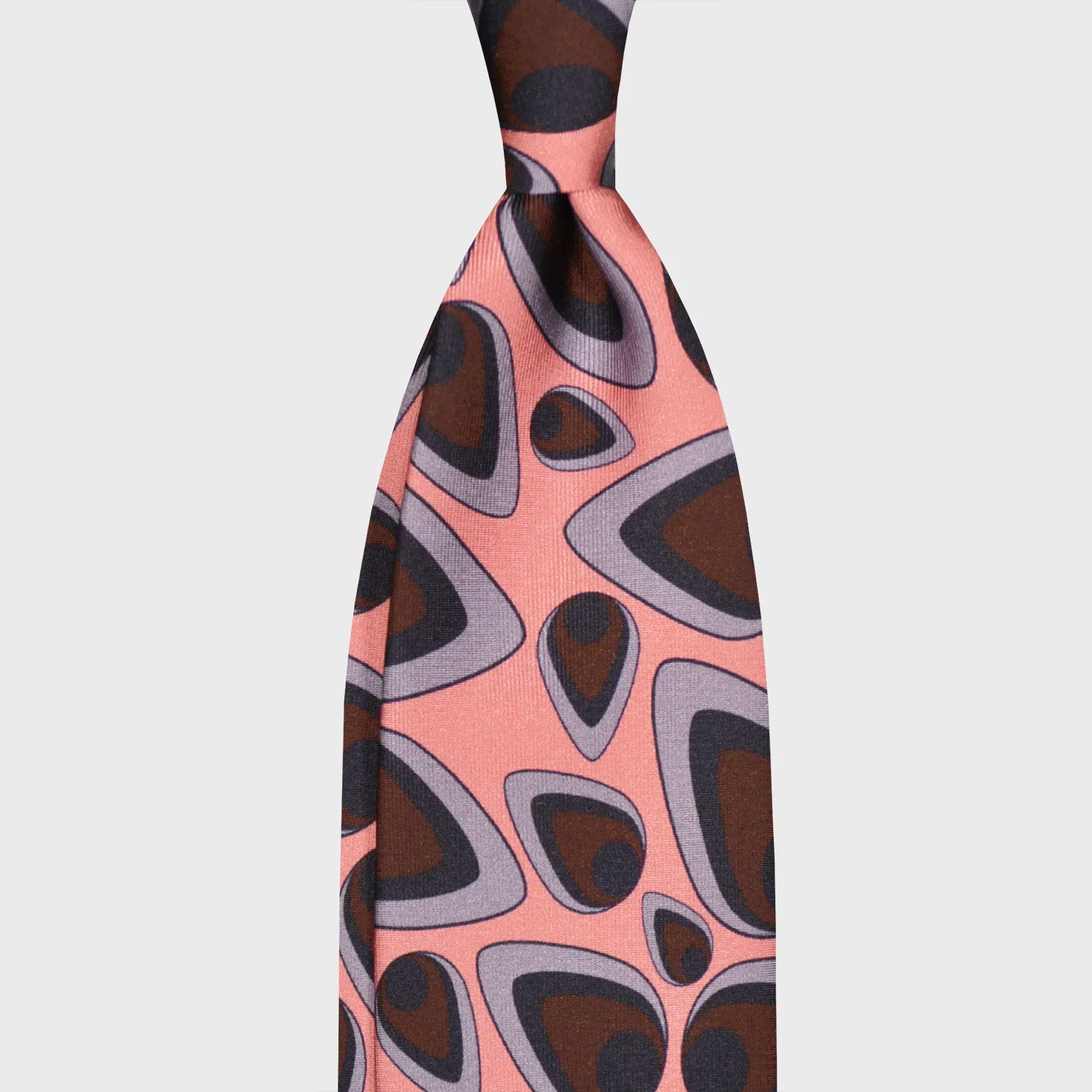 F.Marino Silk Tie 3 Folds Drops Pink