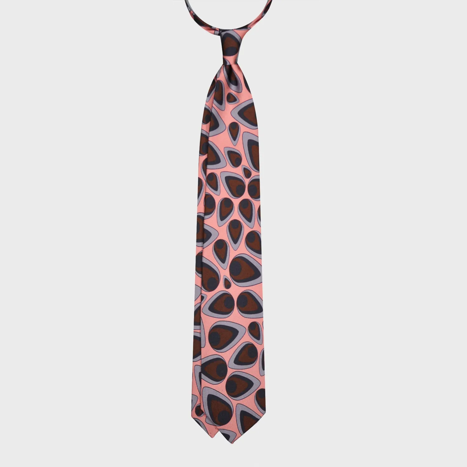 F.Marino Silk Tie 3 Folds Drops Pink