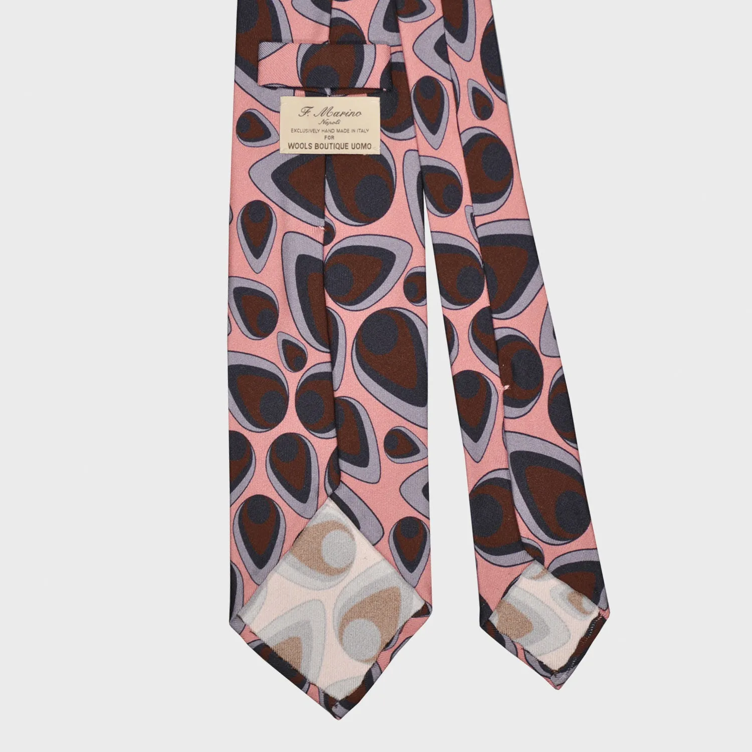 F.Marino Silk Tie 3 Folds Drops Pink