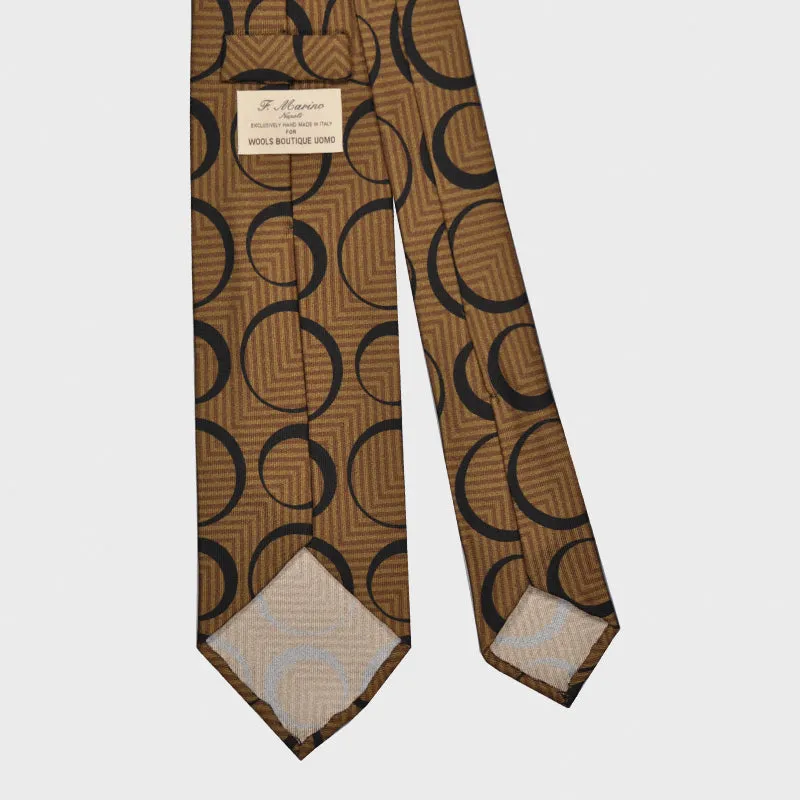 F.Marino Silk Tie 3 Folds Vintage Pattern 60s Circles