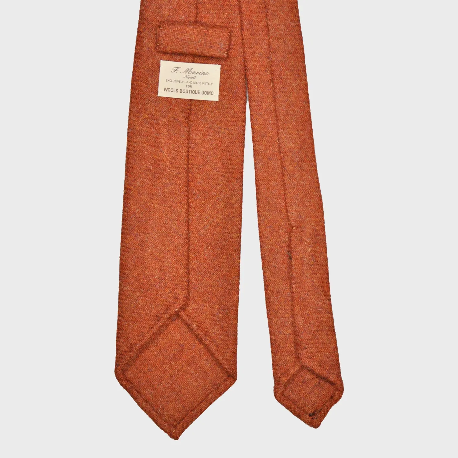 F.Marino Tweed Tie 3 Folds Lobster Orange