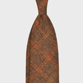 F.Marino Tweed Tie 3 Folds Windowpane Coffee Brown