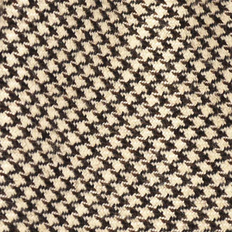 F.Marino Wool Tie 3 Folds Pied de Poule Ivory