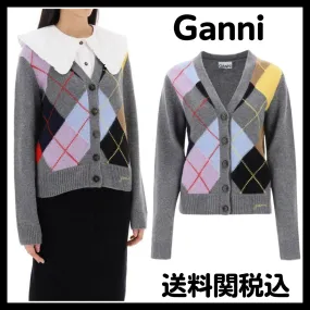 Ganni  |Argile Casual Style Long Sleeves Elegant Style Logo