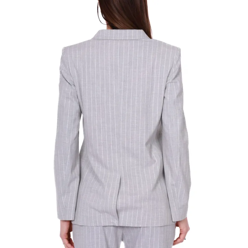 GIACCA BLAZER DOPPIOPETTO GESSATO, GRIGIO