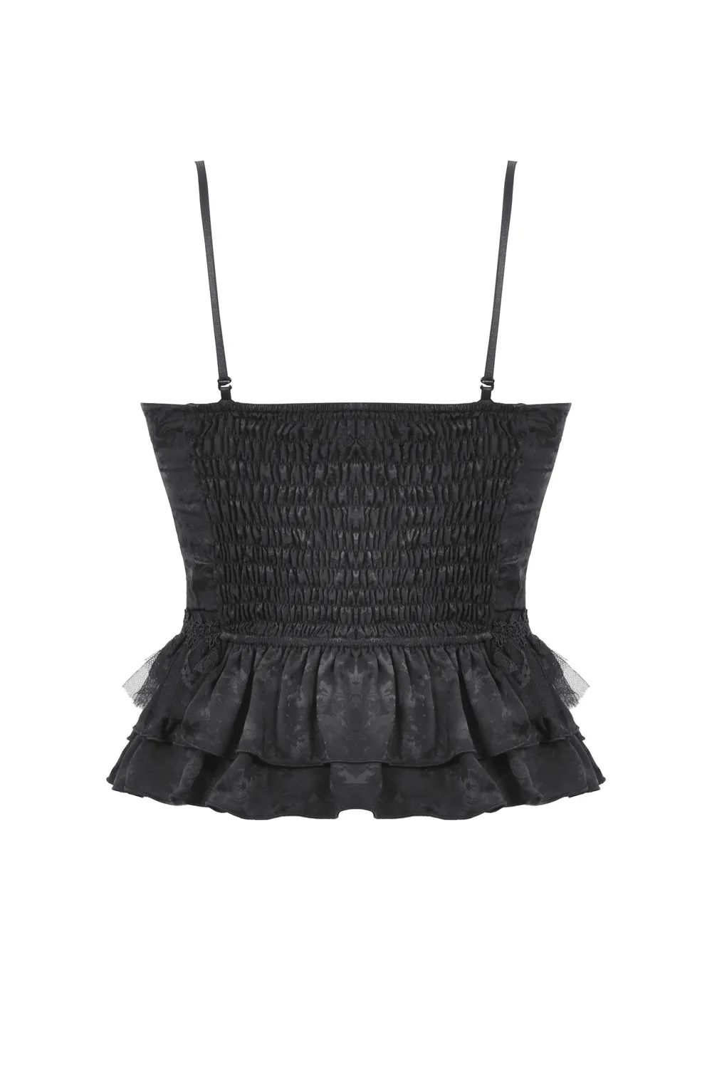 Gothic Corset Top with Lace and Polka Dot Detailing