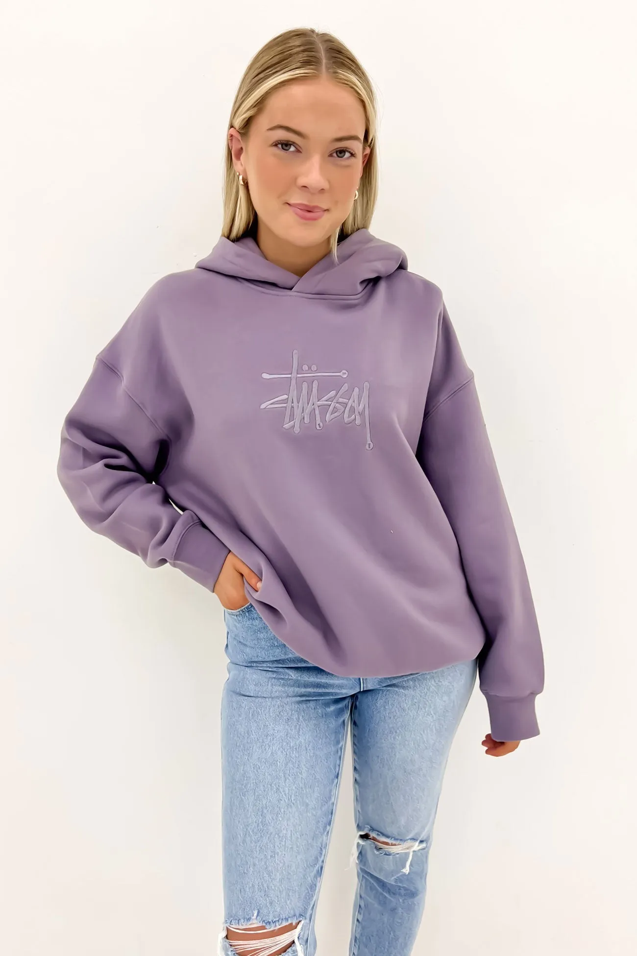 Graffiti Embroidered Oversize Hood Mauve