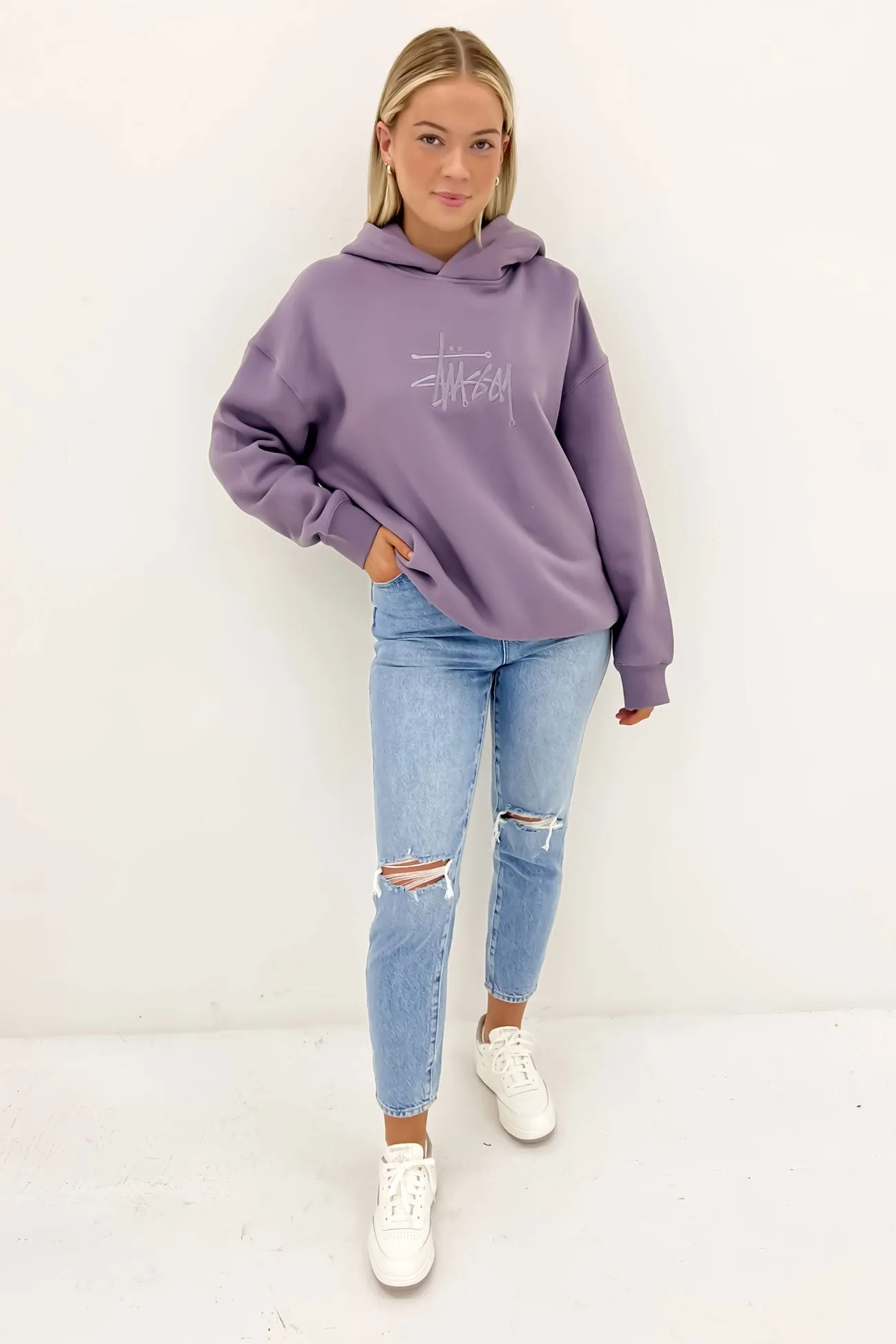 Graffiti Embroidered Oversize Hood Mauve