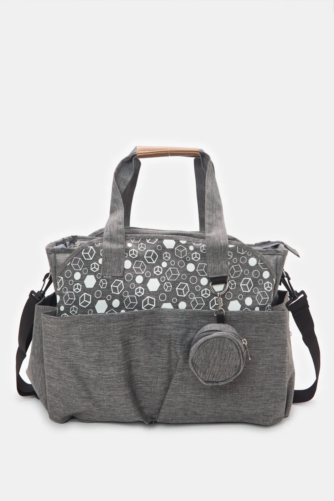 Grey Printed Diaper Bag