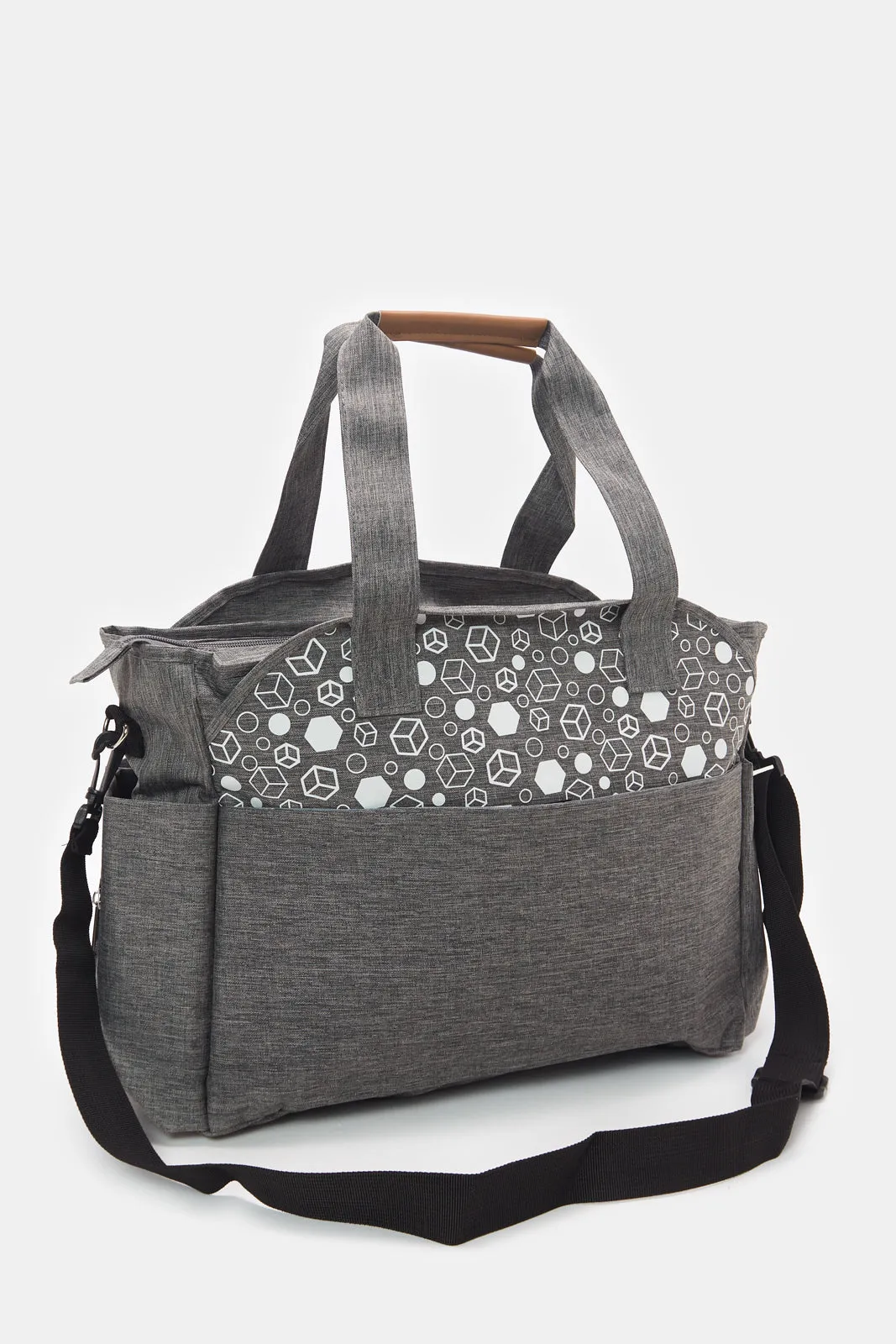 Grey Printed Diaper Bag