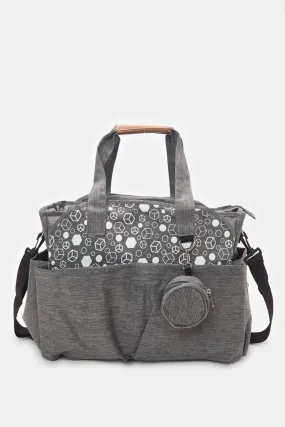 Grey Printed Diaper Bag