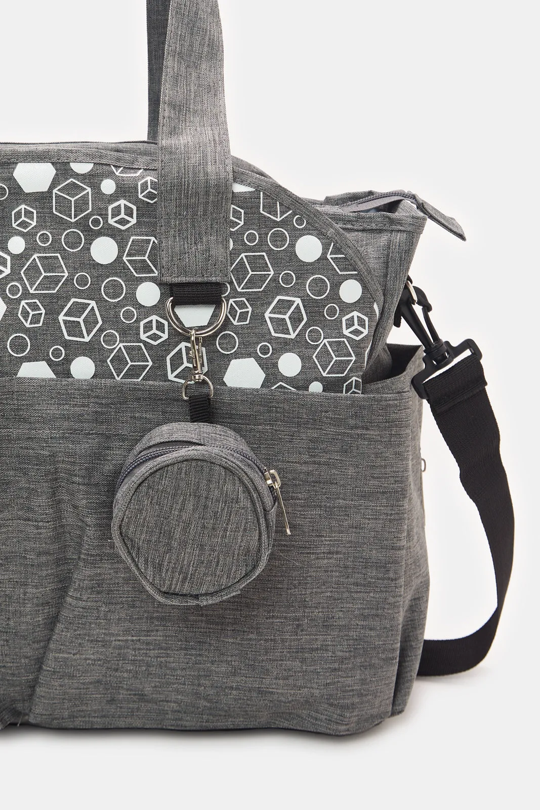 Grey Printed Diaper Bag