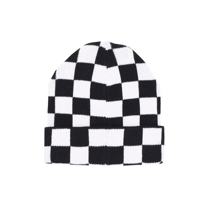 HAT WITH LAPEL WITH CHESS Unisex Black White 