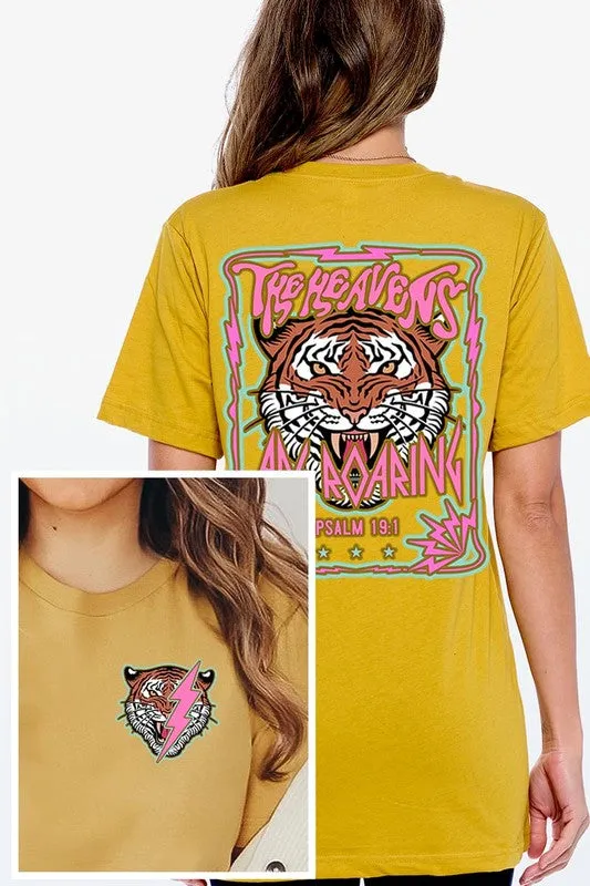 Heavens Roaring Tiger Front Back Graphic T Shirts