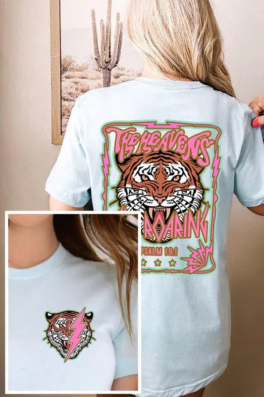 Heavens Roaring Tiger Front Back Graphic T Shirts