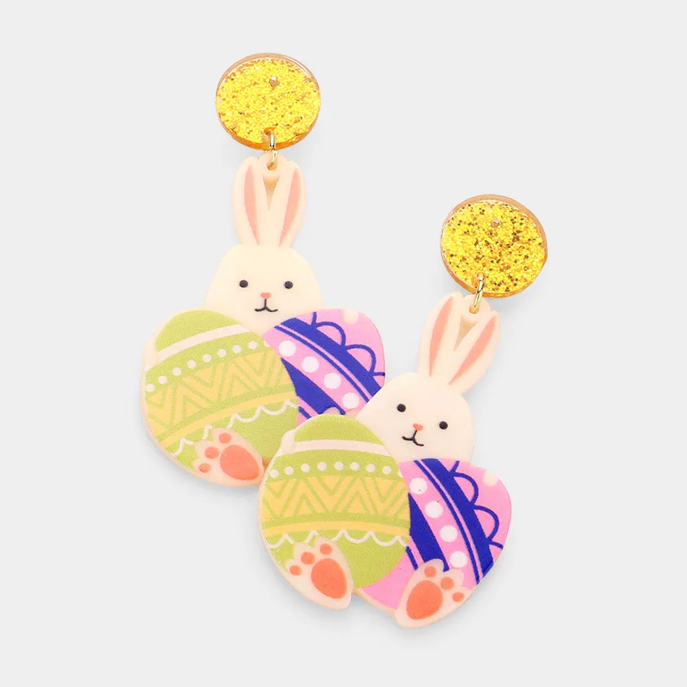 iLLASPARKZ Resin Easter Bunny Eggs Dangle Earrings