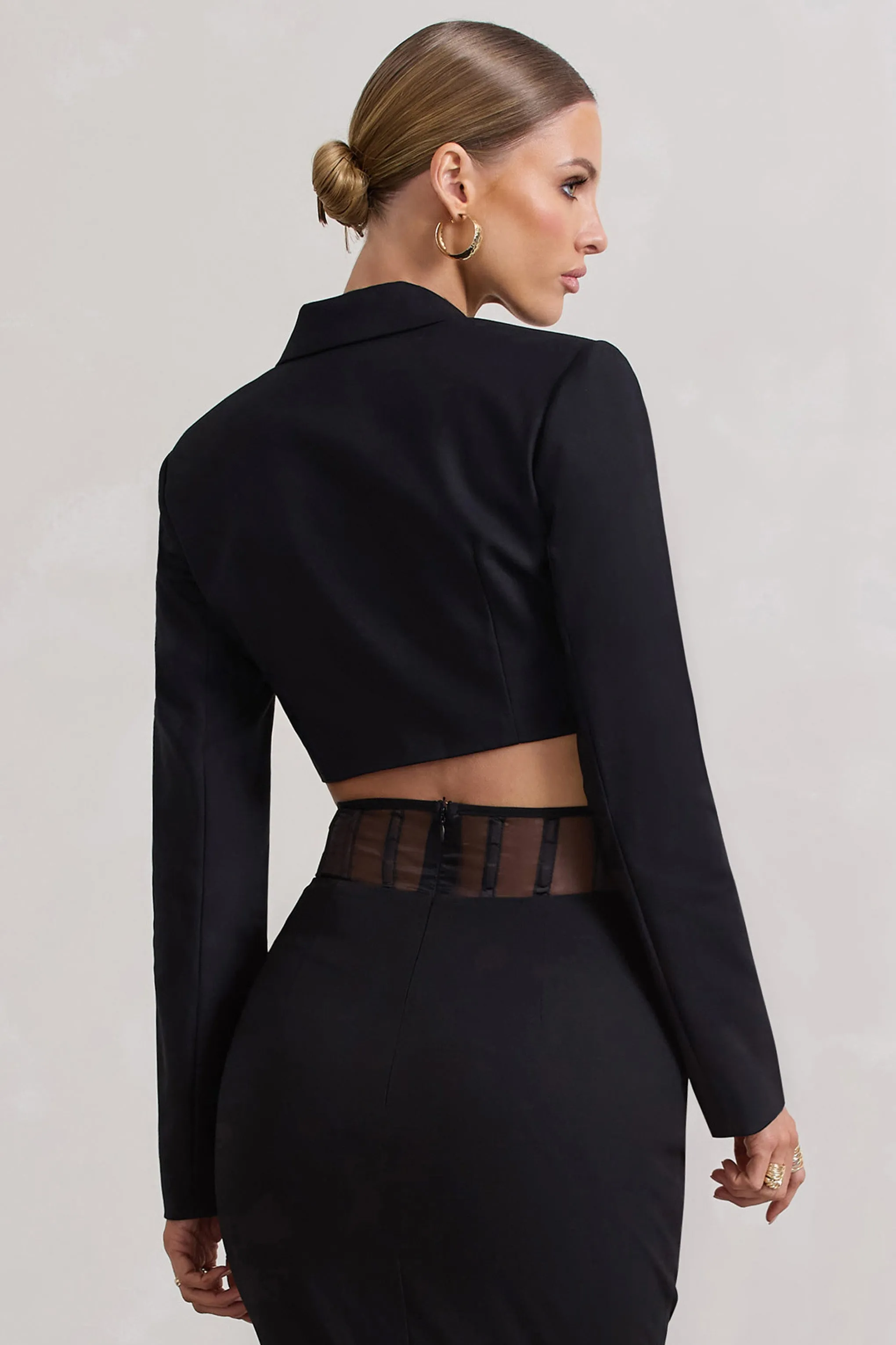 Interrupted | Black Tailored Cropped Blazer