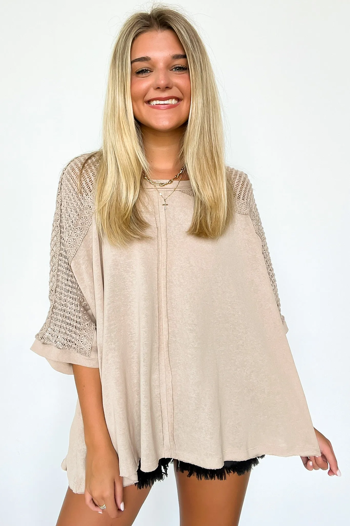 Jaynah Crochet Contrast Tunic Top