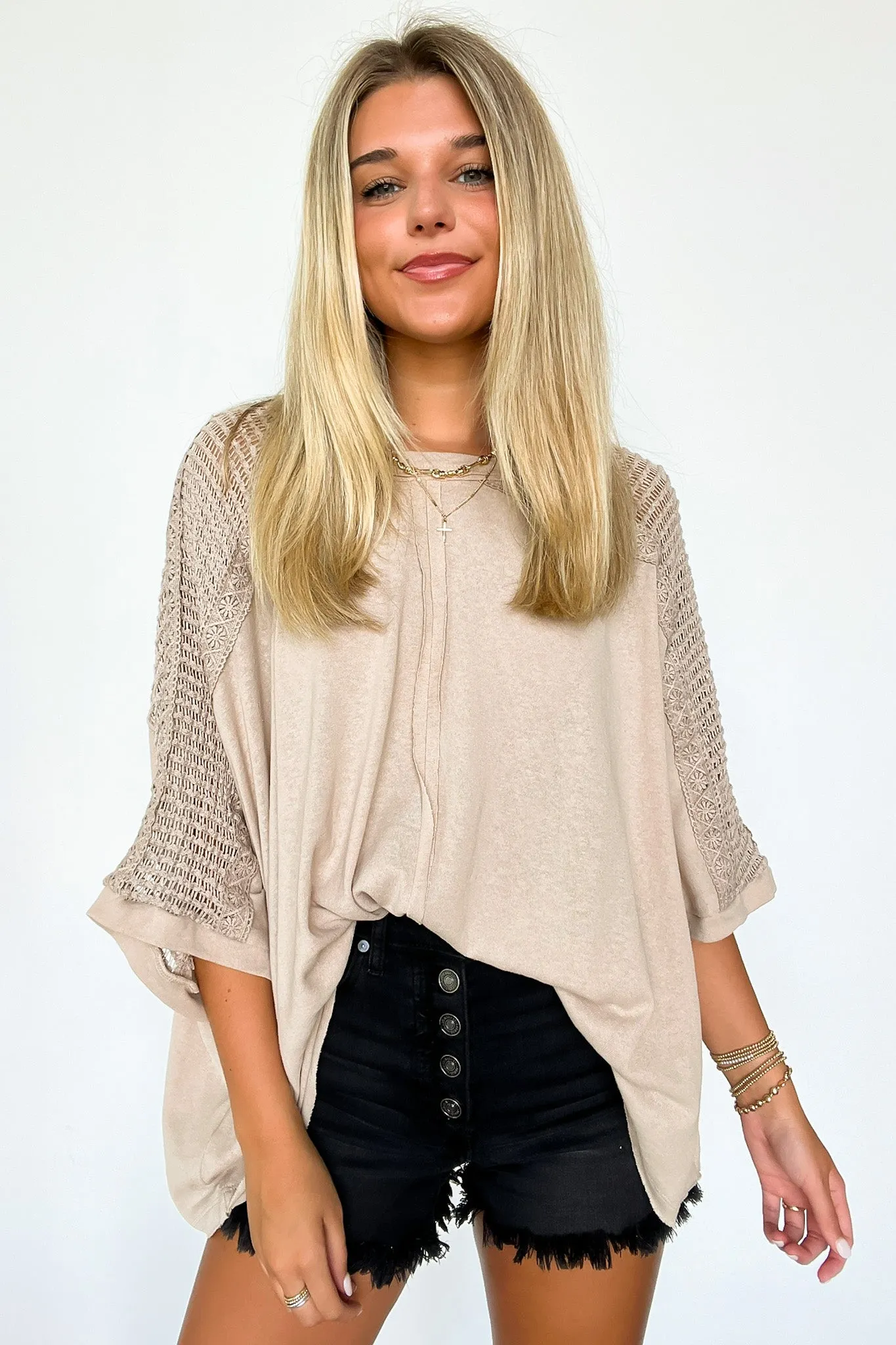 Jaynah Crochet Contrast Tunic Top