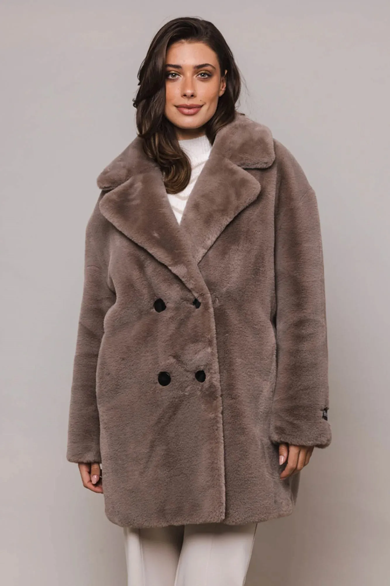 Jeanette Double Breasted Coat Taupe