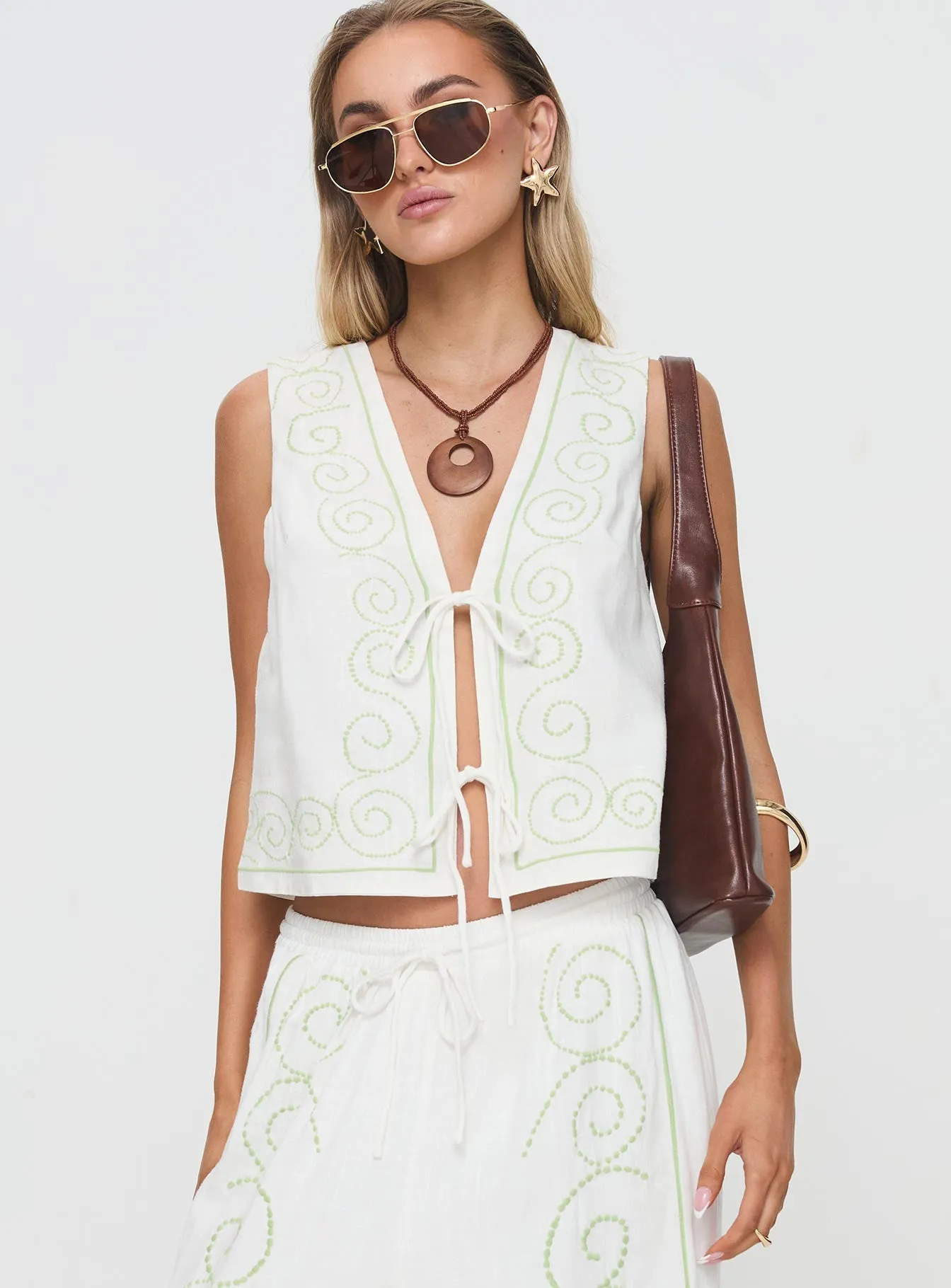 Kindred Tie Top White / Green