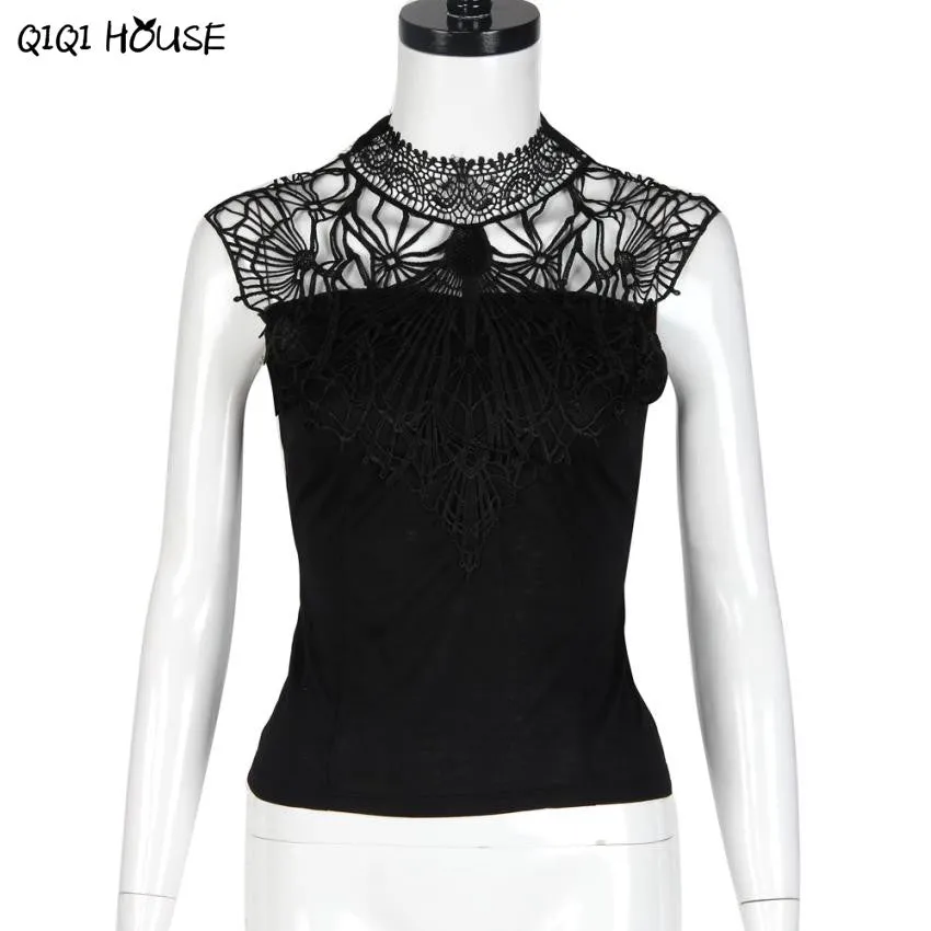 Lace Crochet Tops Sleeveless Sexy Backless Lacing Hollow Out Blouse Autumn Basic Blouse Roupas Feminina#B831 SM6