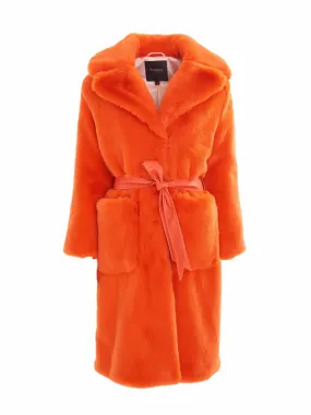 		Lily  Pumpkin Faux Fur Coat	