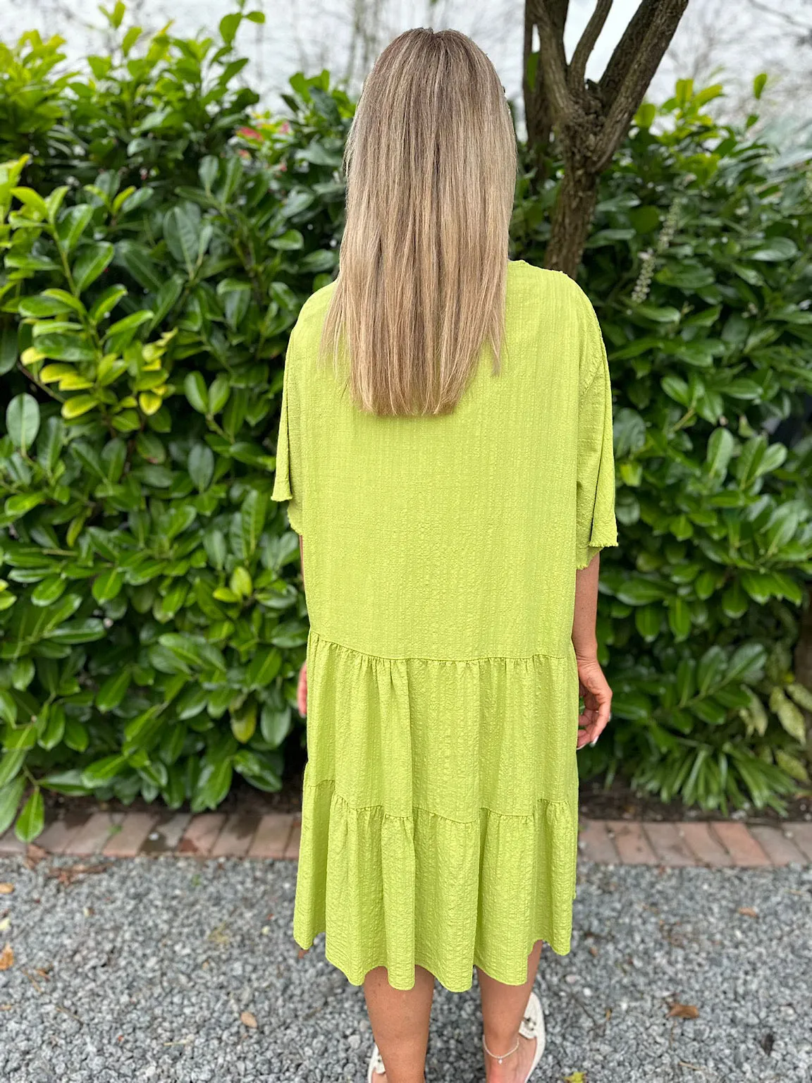 Lime Crochet Tiered Tunic Dress Brenda