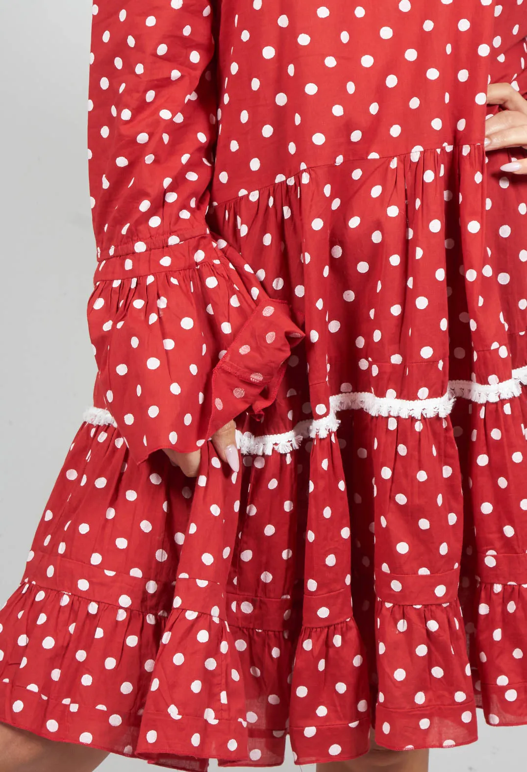 Long Sleeve Tunic in Audrey Red and White Polkadot