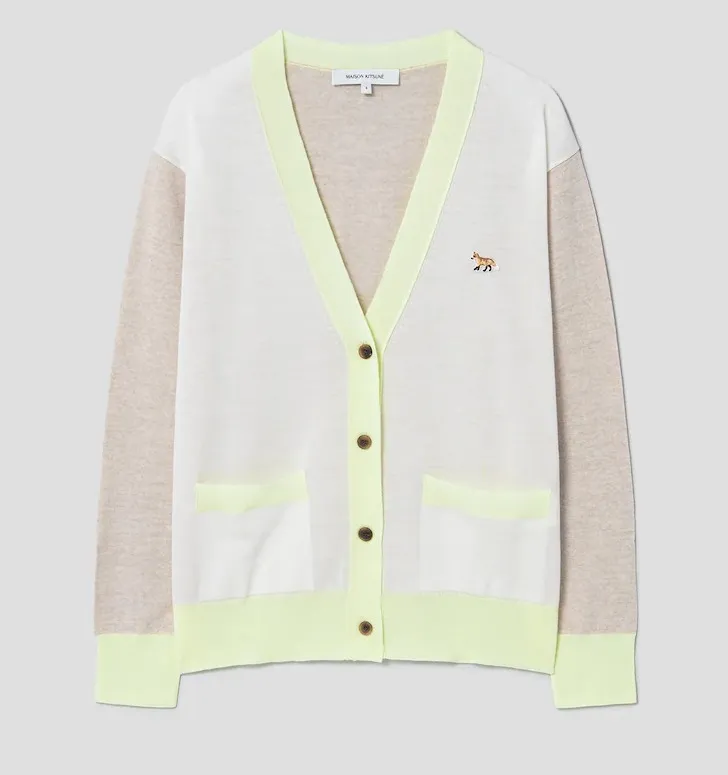 MAISON KITSUNE  |Street Style Long Sleeves Plain Logo Cardigans