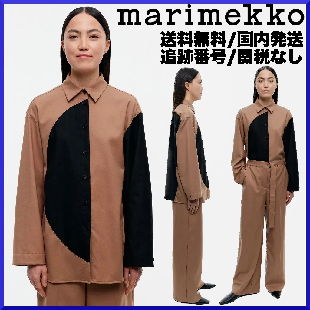 marimekko  |Casual Style Wool Long Sleeves Office Style Elegant Style