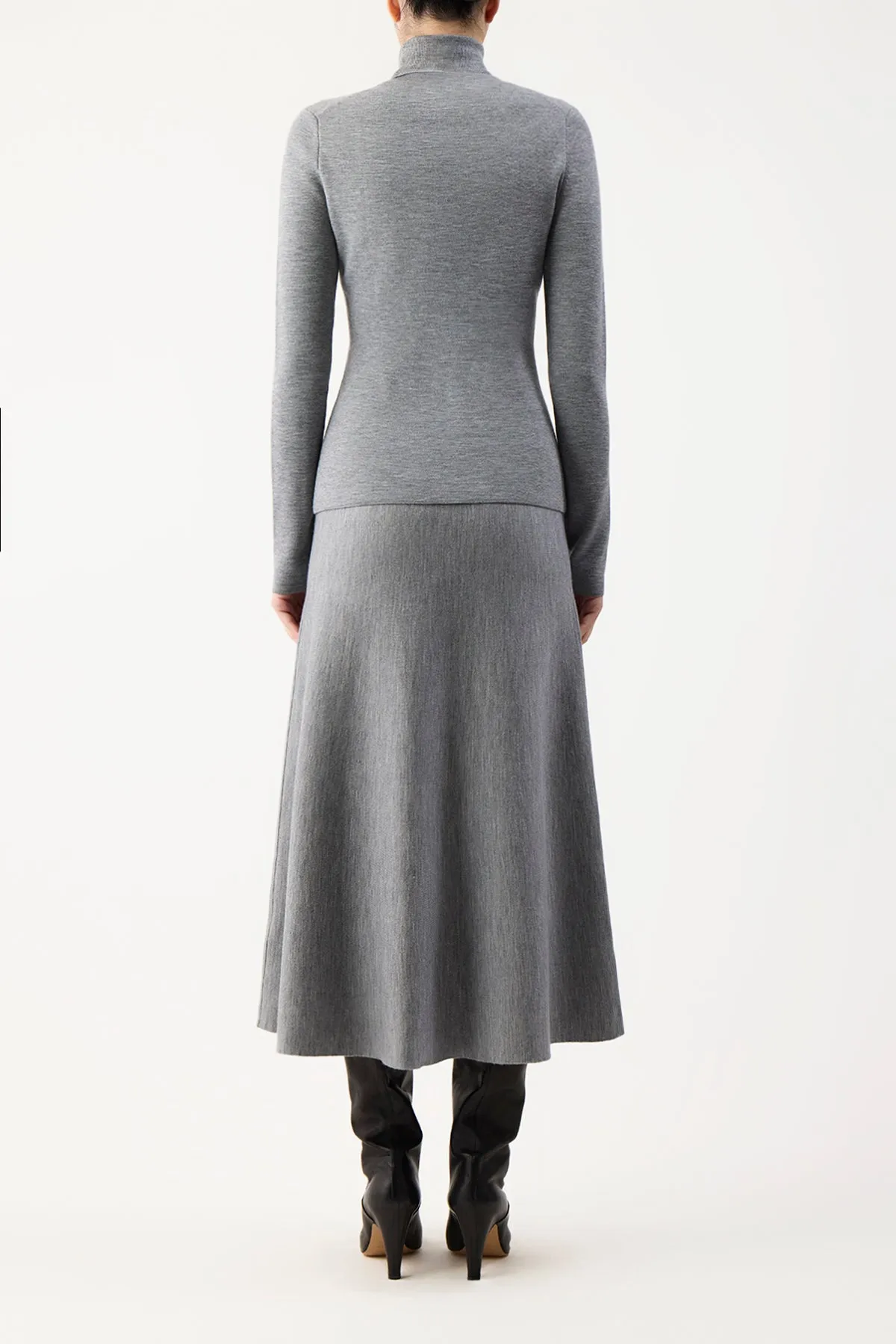 May Knit Turtleneck in Heather Grey Merino Wool Cashmere