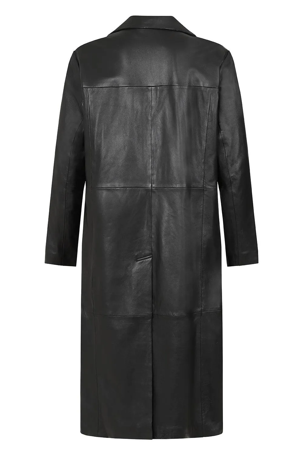 Men's Black Long Classic  Genuine Leather Coat - BUDDY