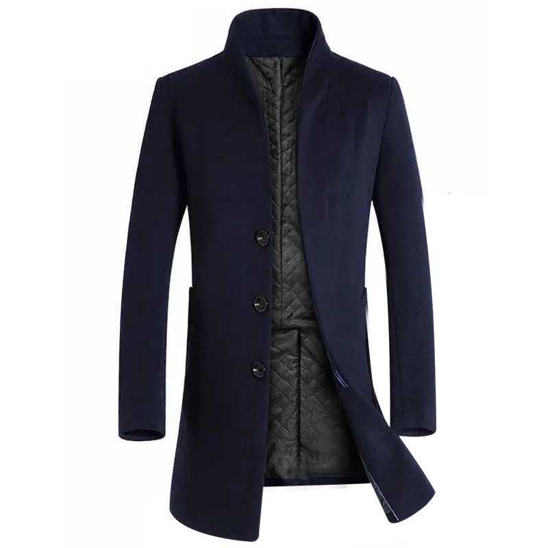 Men's mid-length woolen trench coat