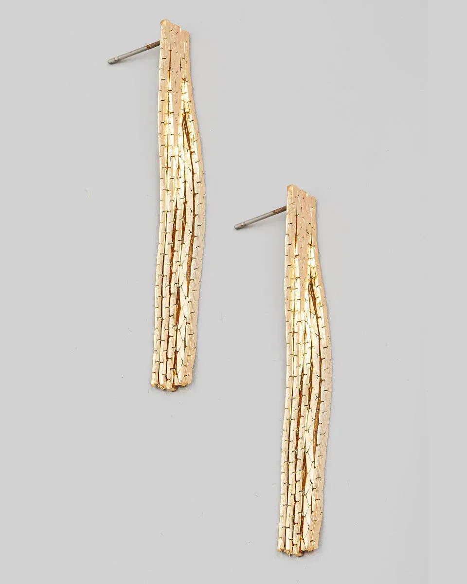 Metallic Chain Fringe Drop Earrings