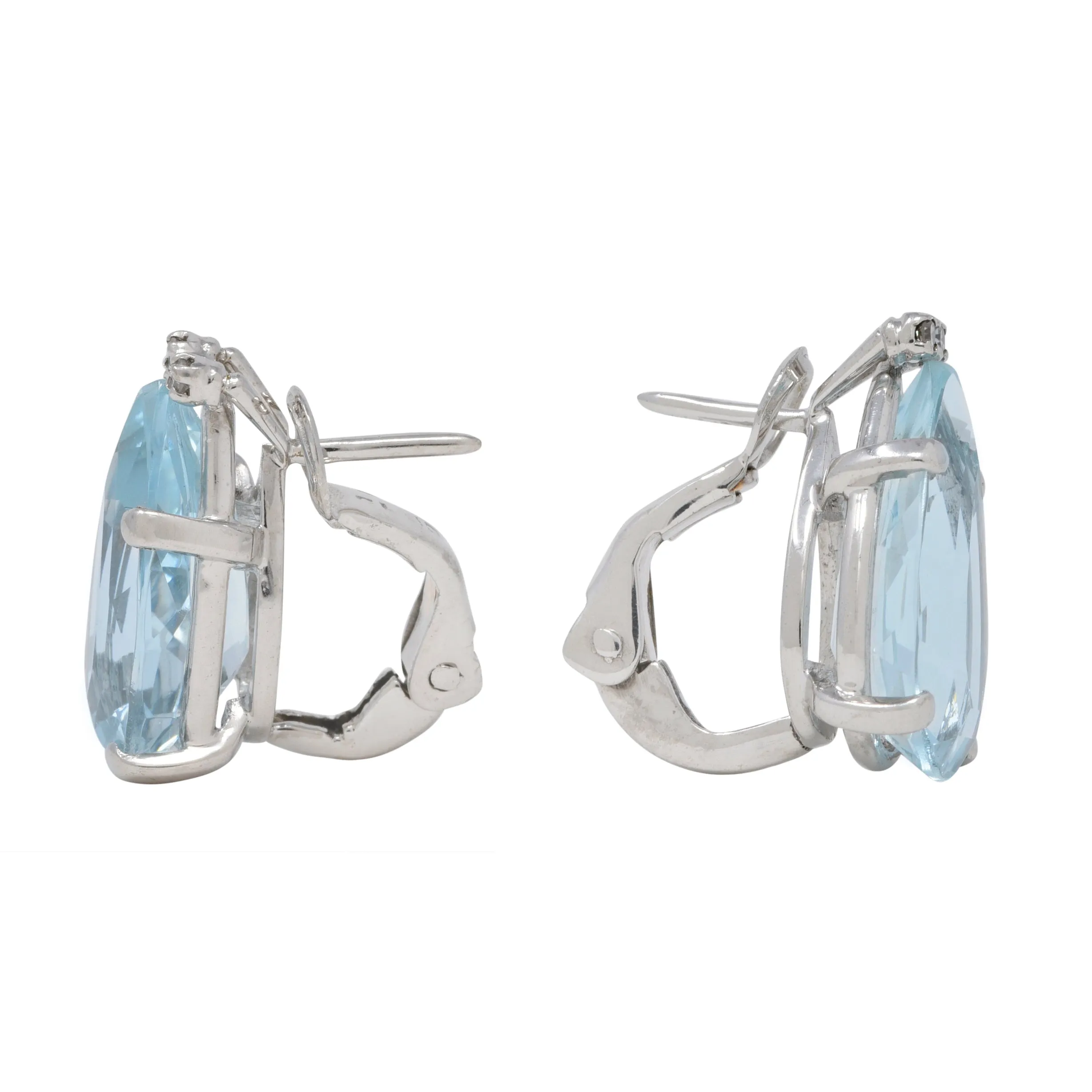 Mid-Century 9.30 CTW Aquamarine Diamond Platinum Vintage Earrings