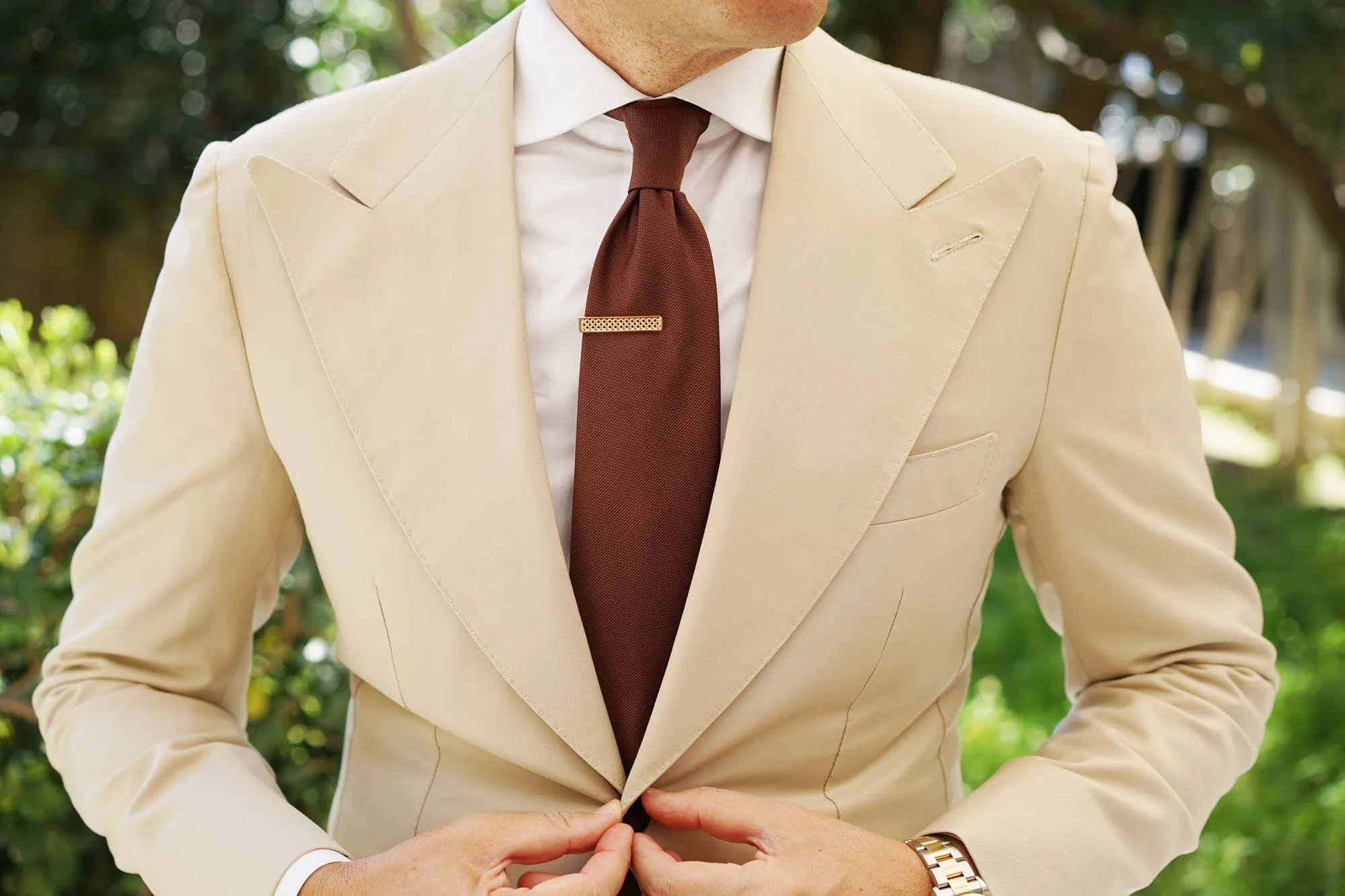 Mini Gold Crocetti Mesh Tie Bar