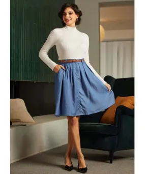 ModCloth Bookstore's Best Chambray A-Line Skirt in C70007