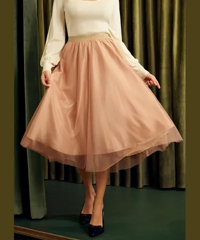 ModCloth Time Capsule Tulle Midi Skirt in Peachy Keen