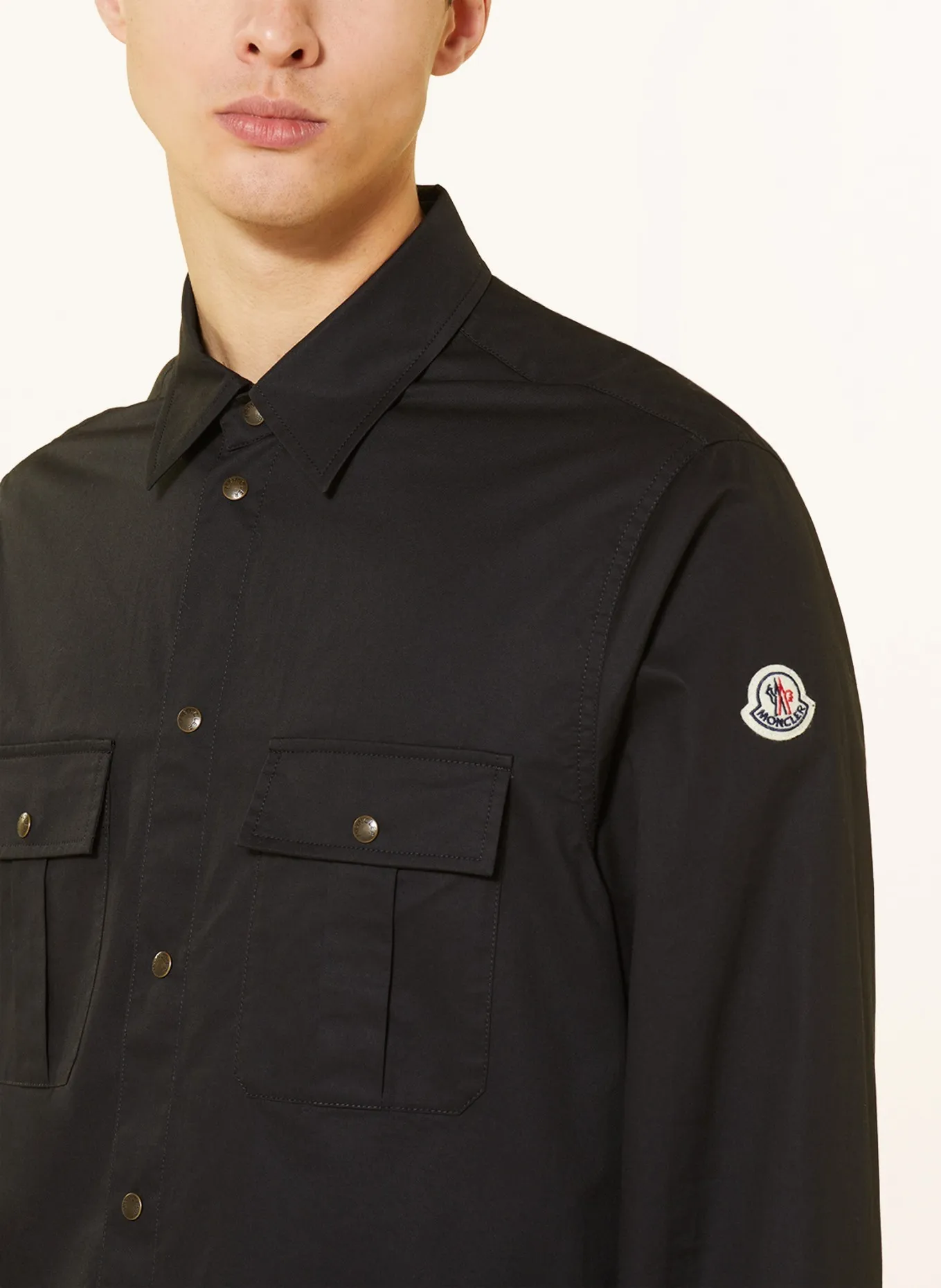 MONCLER  |Monogram Street Style Long Sleeves Plain Cotton Logo Shirts