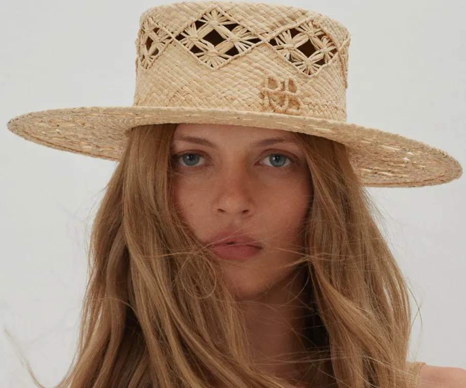 Monogram-embellished Boater Hat