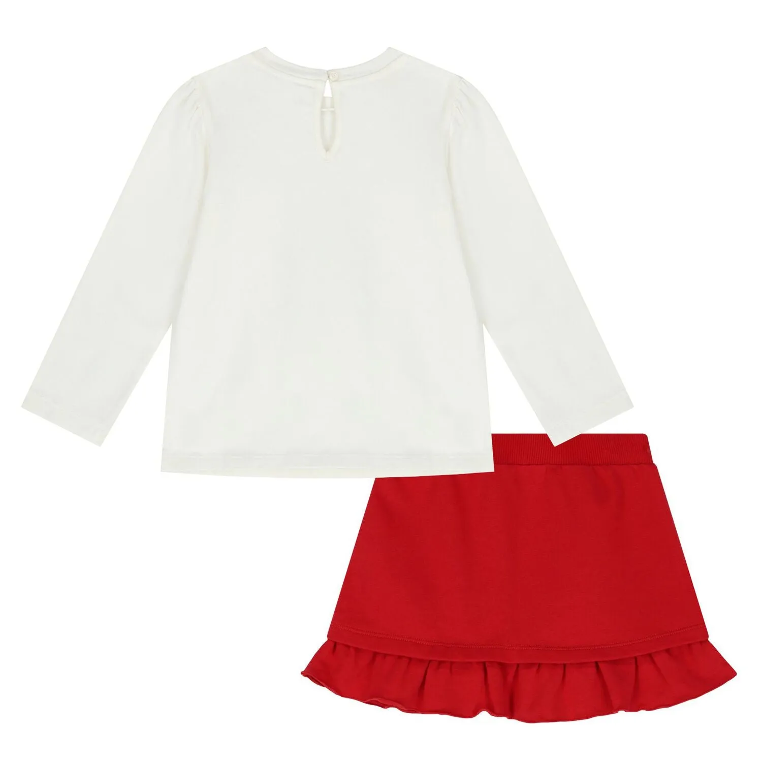 Moschino Set Bear Logo Long Sleeved T-Shirt And Skirt Red