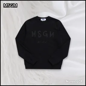 MSGM  |Crew Neck Street Style Long Sleeves Plain Cotton Logo