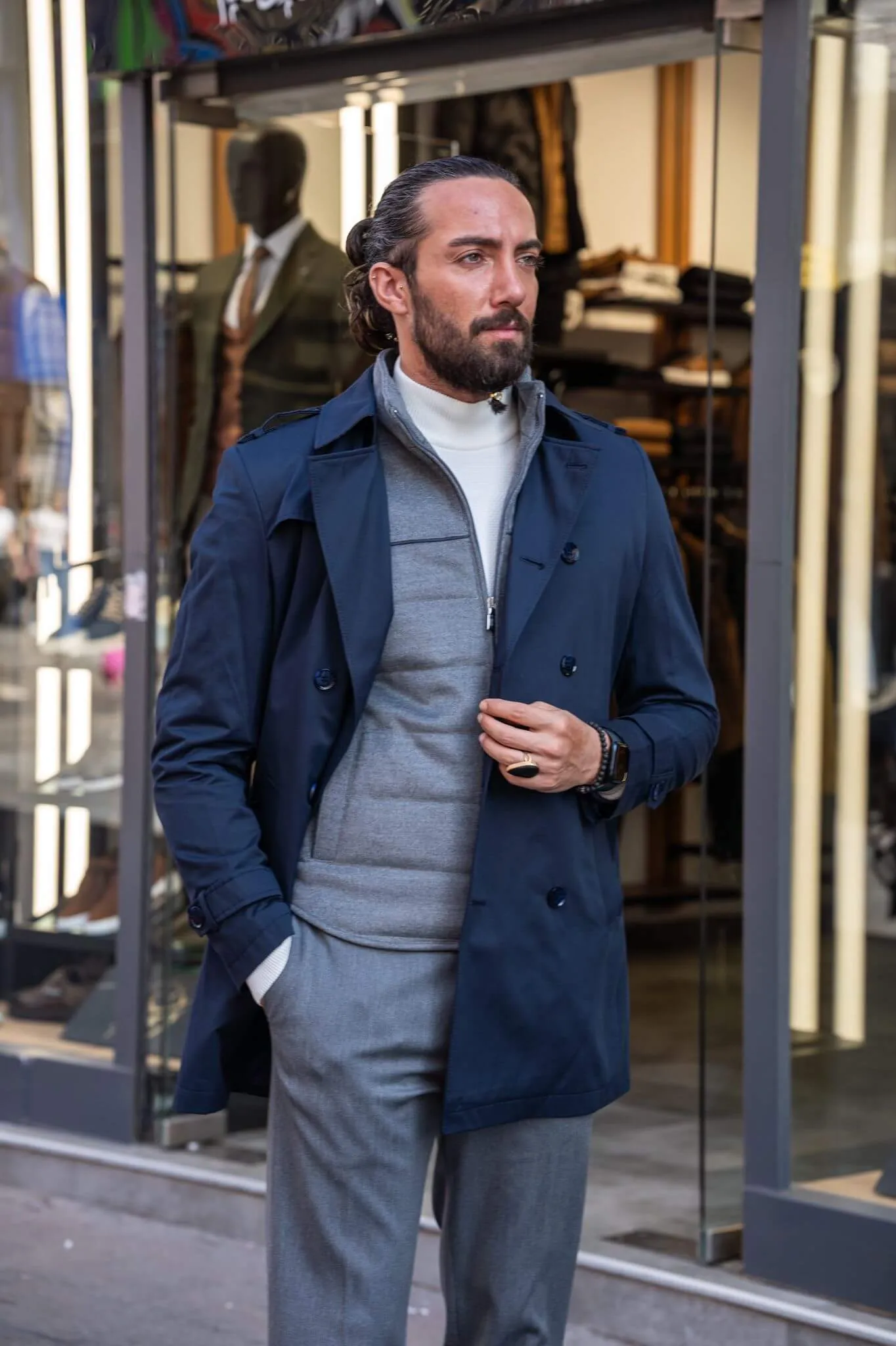 Navy Blue Trench Coat