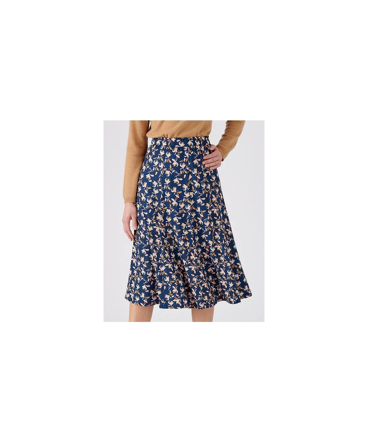 Navy Floral Print Skirt