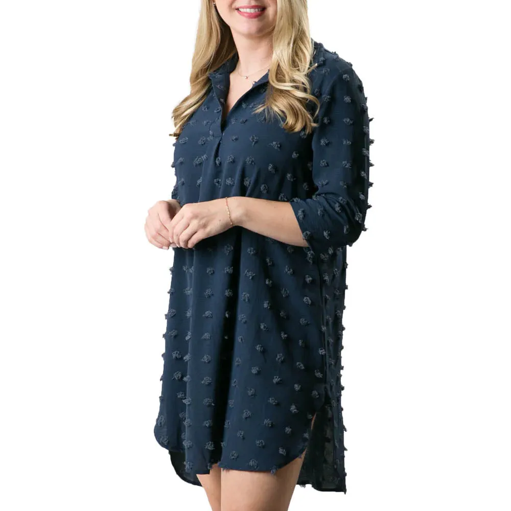 Navy White Dot Resort Summer Tunic Dress