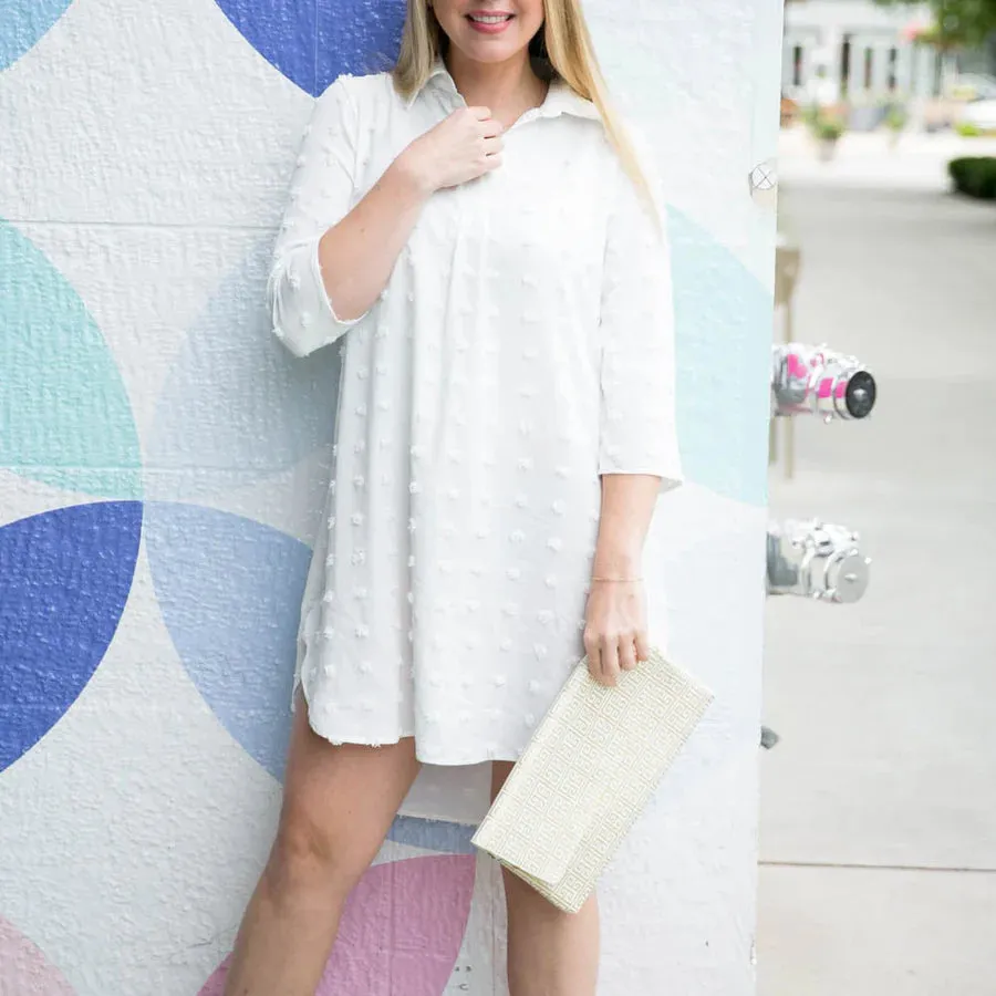 Navy White Dot Resort Summer Tunic Dress