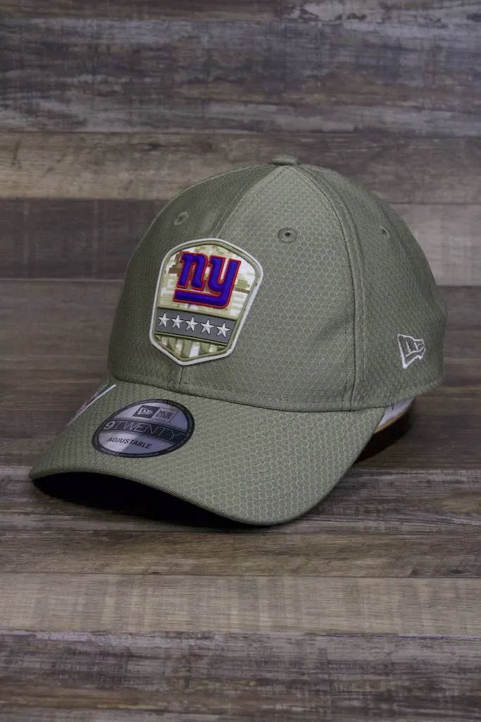 New York Giants 2019 Salute to Service Dad Hat | Olive Green NFL On Field NY Giants Baseball Cap