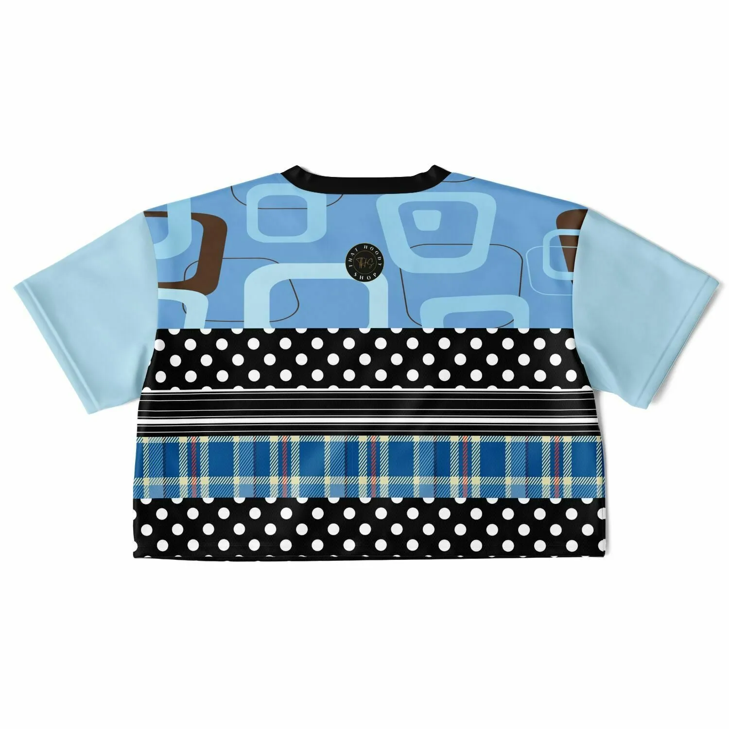 Pacific Palisades Blue Patchwork Crop Jersey